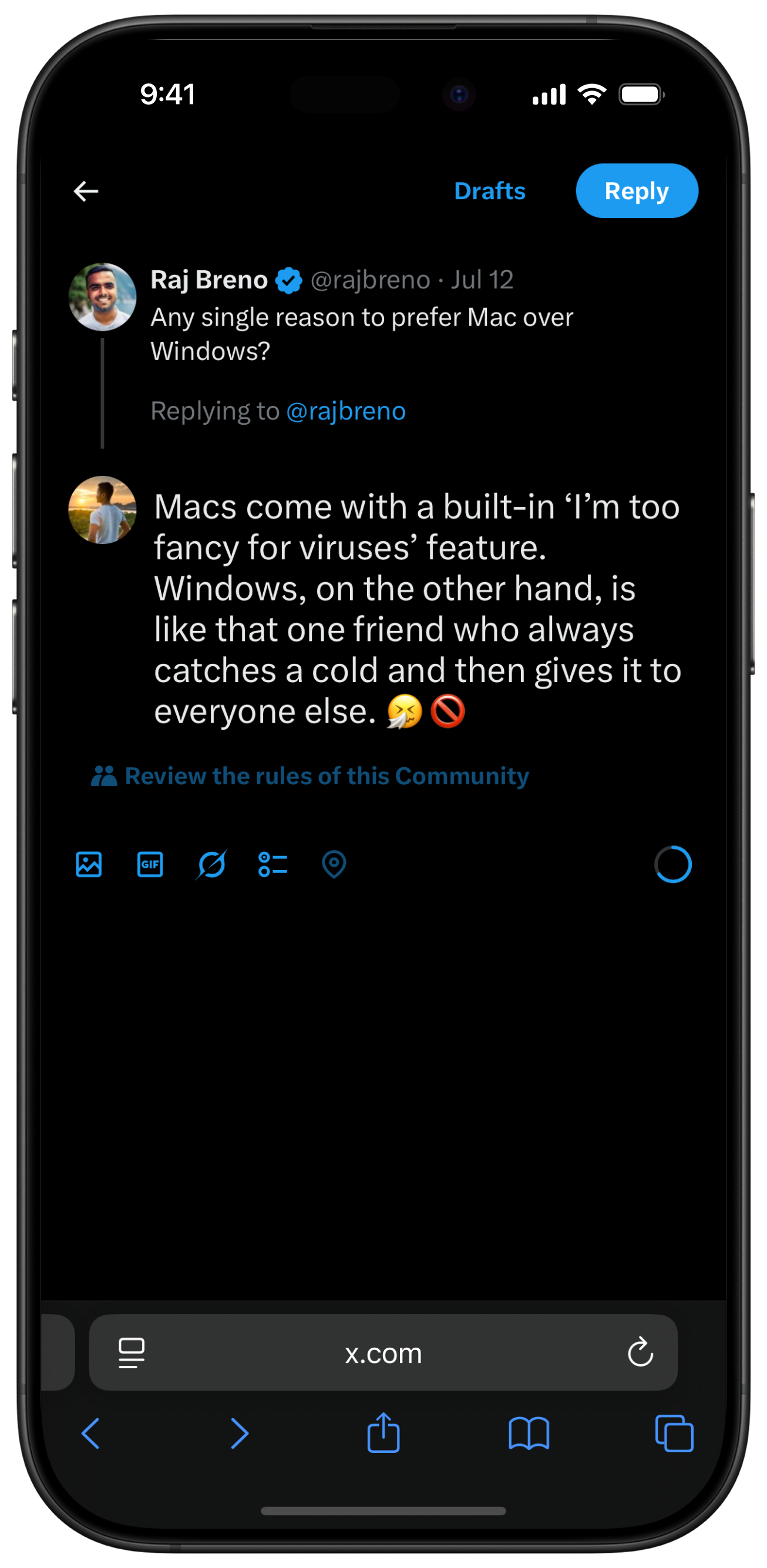 Directly reply to X app in one click